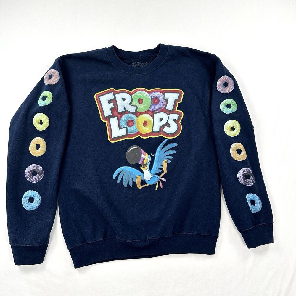 Kelloggs Froot Loops Sweatshirt Size Small Blue Toucan Sam Cereal Pullover